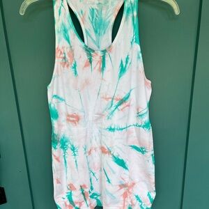 ZYIA Teal and Coral Tie-Dye Tank Top/Dress/Beach Cover